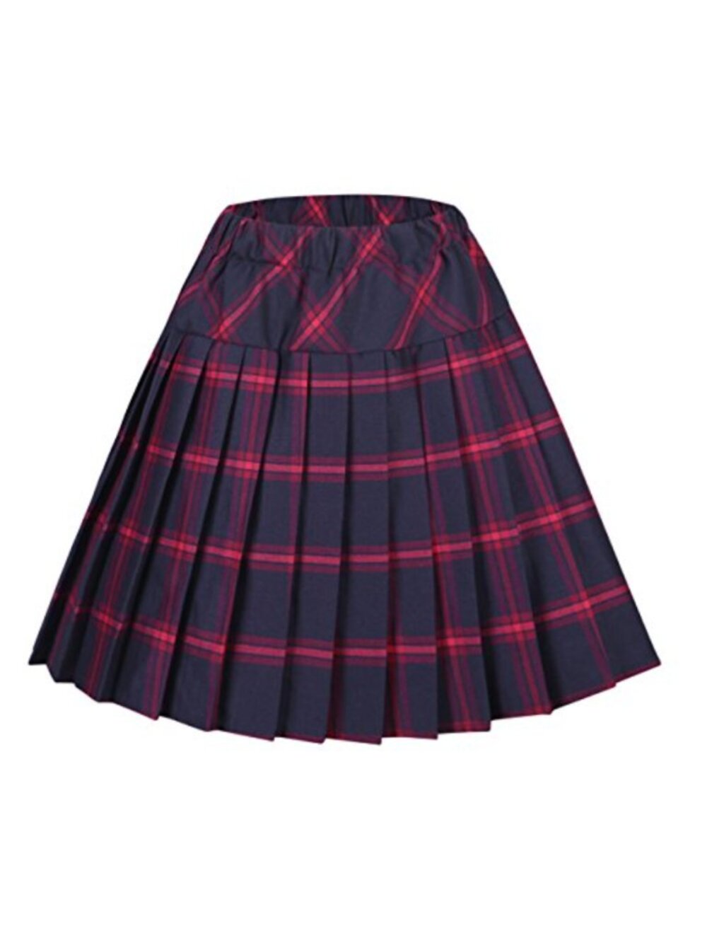 EXCHIC Women's Pleated Plaid Mini A-Line Skirt Cosplay Costume
